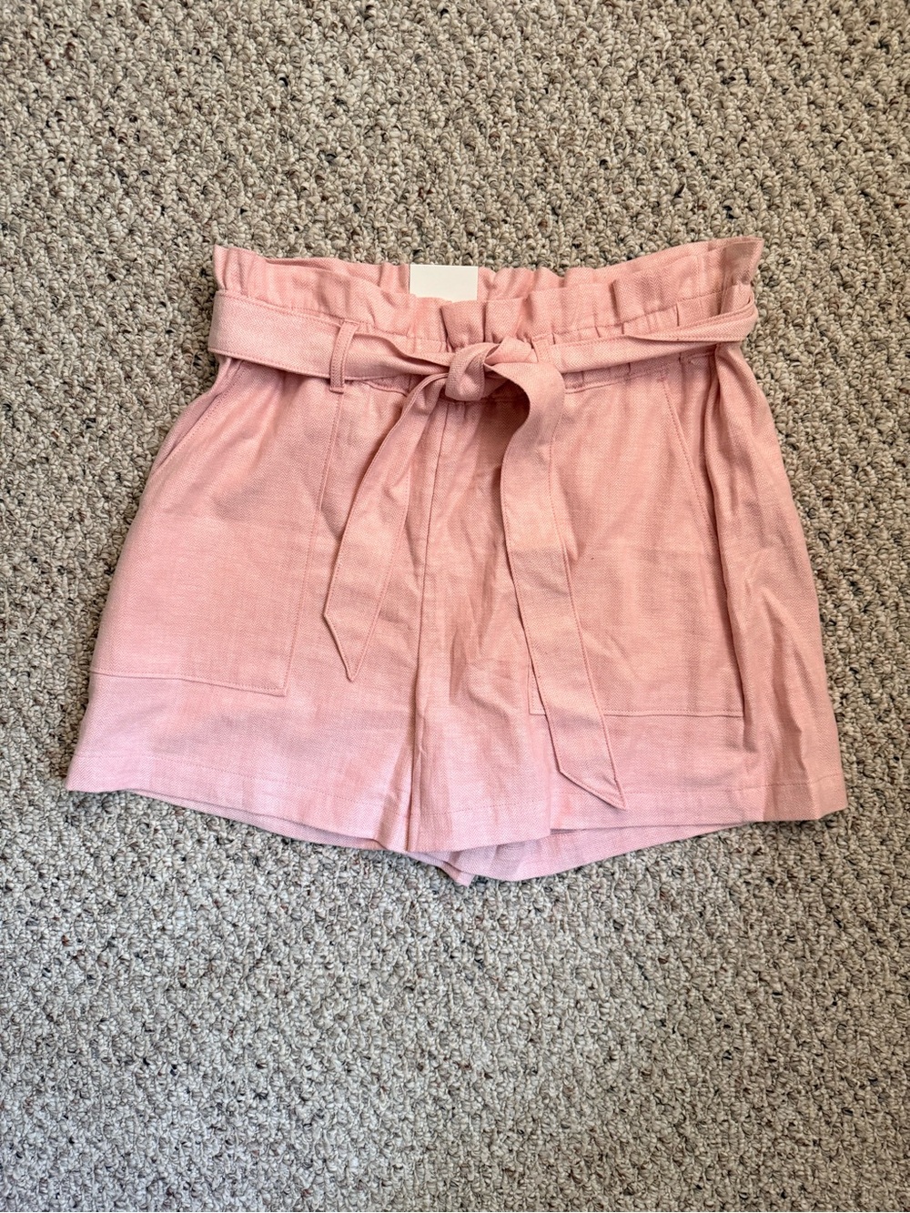New Banana Republic Blush Pink High-Waist Paperbag Shorts with Tie Belt